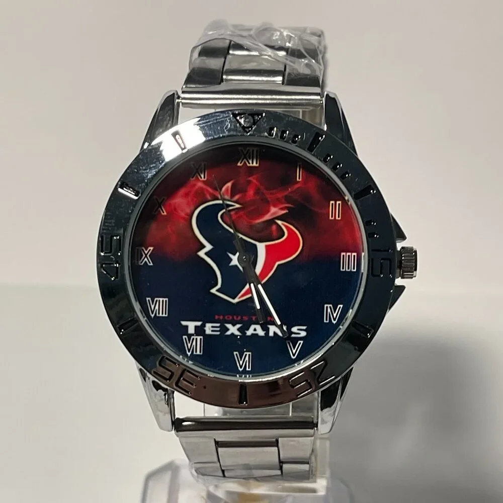 Houston Texans NFL Team Logo Men's Stainless-Steel Silver Watch NEW